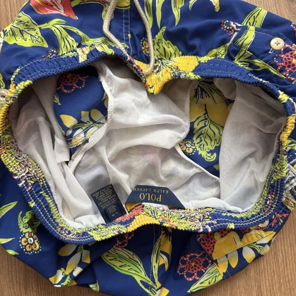 Polo Ralph Lauren Men’s Swimwear Sz L Aloha Hawaii Multicolor Mesh Lined Floral